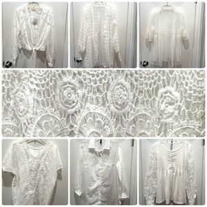 Seven Elegant White Lace Tops for $20. 
Medium & Large sizes.